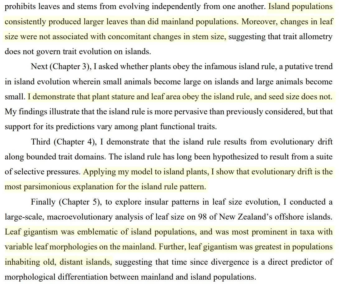 example of key results from thesis abstract